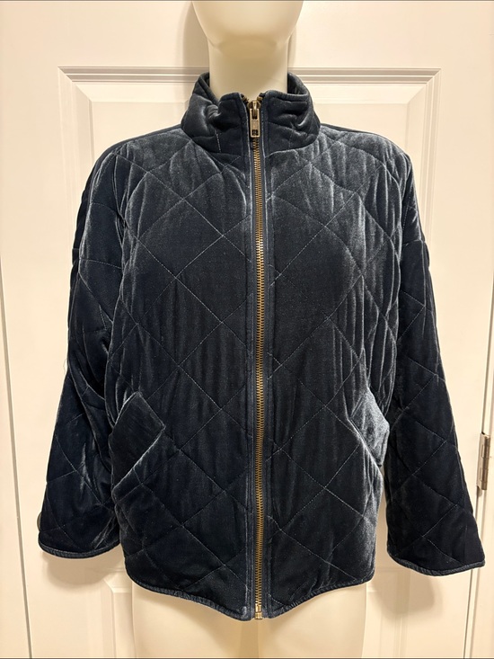 Avec Les Filles Jackets & Blazers - Avec Les Filles Quilted Velvet Full-Zip Jacket - Navy